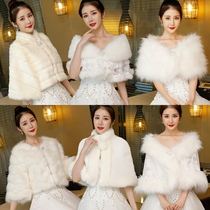 Wedding shawl autumn and winter 2021 new wedding woolen shawl long sleeve warm thick bridesmaid dress shawl outside