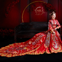 Xiuhe Shijia large trailing bride 2022 new Chinese style dress luxurious wedding clothes antique shawl long trailing