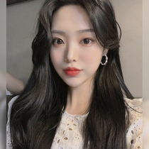 Wig female middle division long straight hair round face long curly hair net Red big wave cute temperament repair face micro curly long hair full head