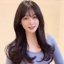 Wig female air bangs long hair long curly hair micro roll natural round face big wave inner buckle Net Red full head sleeve