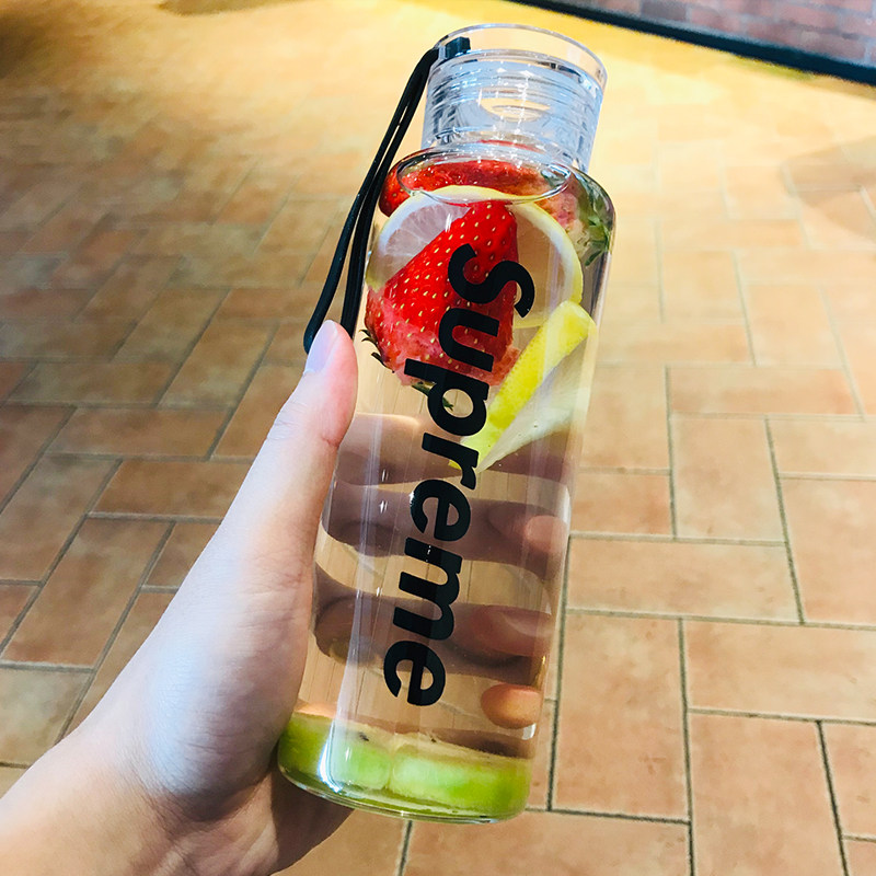 潮牌个性supreme玻璃杯文艺抖音网红ins水杯创意男女情侣时尚杯子_就