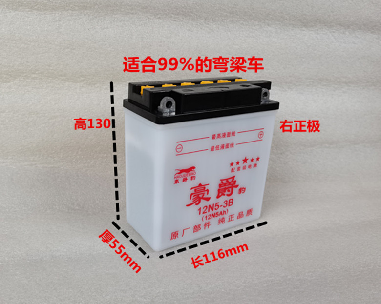 Motorcycle lead -acid battery battery water and electricity bottle 12V5A7A9A 125 cycling cross pedal car universal battery (1627207:32474711:sort by color:12N5-3B)