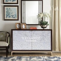 Light luxury porch cabinet American solid wood natural shell Locker shoe cabinet post modern metal foot sideboard Hall Cabinet