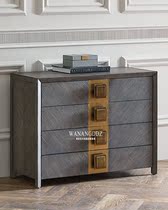 American retro old solid wood three-bucket cabinet light luxury neoclassical locker porch post-modern bedroom bedside table