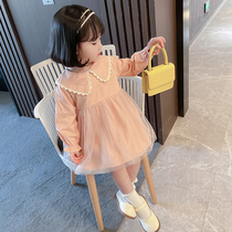 Girls dress spring and autumn 2022 new Korean version of fashionable baby childrens foreign style net red princess dress childrens spring dress