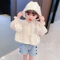 Girls sun protection clothing summer baby cardigan jacket summer foreign style girl thin section sun protection top childrens sun protection clothing