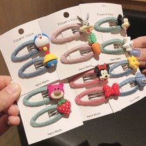 Korean version of fabric double clip winding pair clip cute cartoon bbclip children hairclip girl side clip student parent-child clip