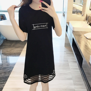 大码女装2018夏季连衣裙胖妹妹休闲中长款直筒裙胖mm宽松显瘦裙子