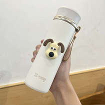 Simple couple frosted cup lady high value 304 stainless steel cup carry filter bubble tea cup