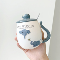 Creative Large Capacity Mark Cups Girls Cute Ceramic Cups With Cover Spoon Student Couple Water Glasses A Couple