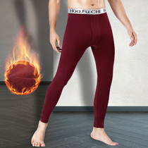 Winter mens autumn pants single piece elastic close-fitting underpants lining pants youth fever warm pants and velvet slim fit red