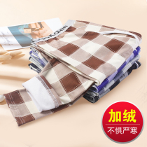 Plaid autumn pants mens pure cotton thin section Spring and autumn elastic loose line pants lining pants winter plus suede warm pants for underpants