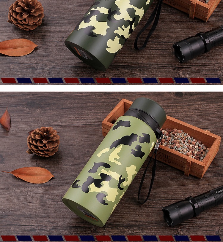 俄罗斯304内胆不锈钢真空保温杯直身旅行壶户外军绿保温杯700ml