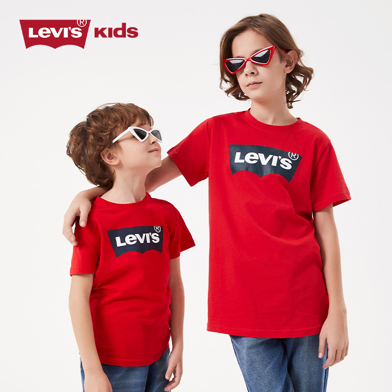  Levi’s李維斯童裝男童短袖T恤2021夏季款兒童中大童寬松純棉上衣