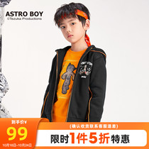 Astro boy IP] Benni Road childrens wear boys round neck cardigan sweater plus velvet childrens coat autumn and winter