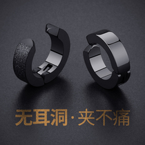 No ear pierced fashion matte stripe ear clip earrings mens trendy male personality Korean earrings jewelry jewelry products