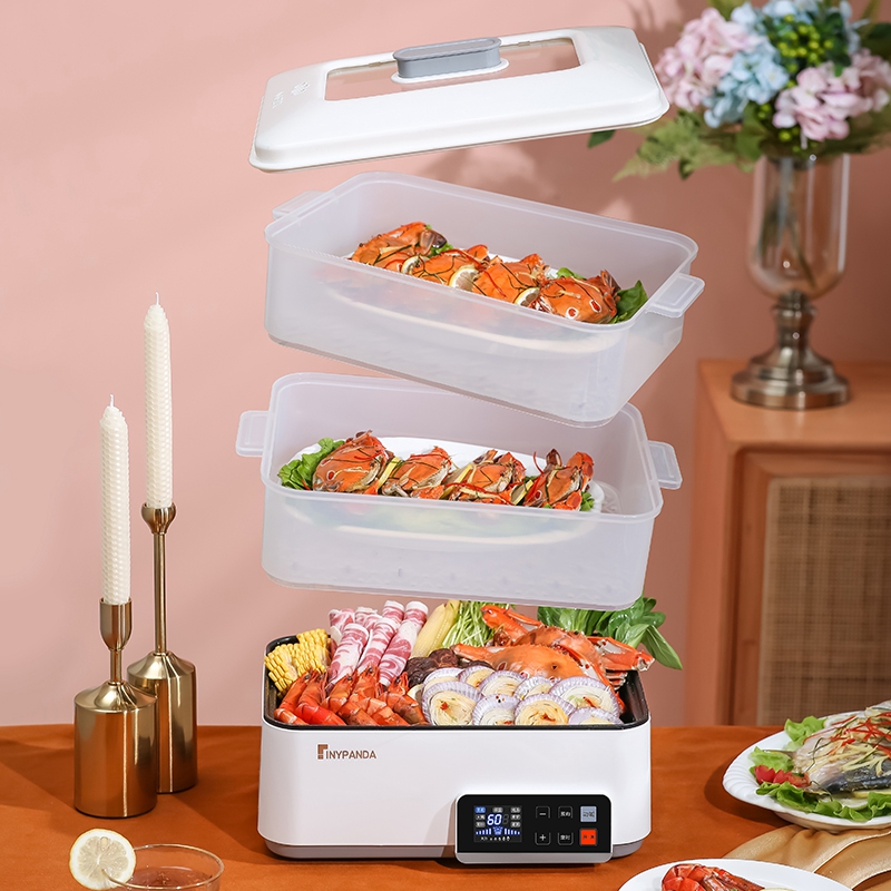 Multifunctional electric steam boiler three-layer large capacity intelligent cuisine hot pot electric cooking steam frying integrated pot electric rice cooker without sticking pan-Taobao