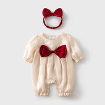 Newborn Baby Conjoined Clothes Spring Autumn Ocean Qi Women Baby 100 Days Old Dress Full Moon Princess Crawling With Cute Khaclothes