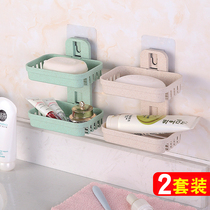 Perforated Double Drain Soap Box Creative Wall-mounted Toilet Soap Rack Bathroom Soap Rack Shelve Shelf Home