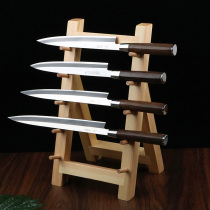 Kitchen sashimi knife holder Sushi cooking knife holder with knife Wooden knife holder Cow knife fish head knife Willow blade Japanese knife holder