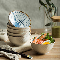 Jingdezhen Japanese 5 inch rice bowl ceramic bowl home noodle bowl creative rice bowl tableware dish set