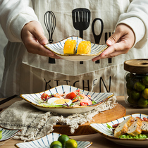 Japanese-style square plate household square plate dish dish dish dish irregular creative tableware ceramic deep plate