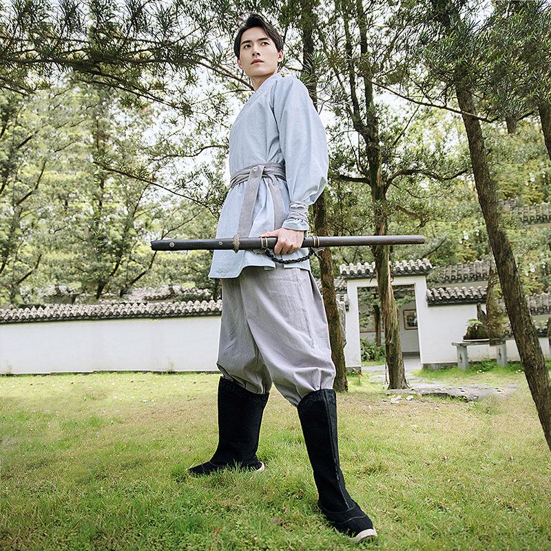 重回汉唐侠客行短打短褐男上衣交领汉服男士松紧裤日常两件套夏季