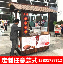 Ancient town attractions mobile sales car outdoor anti-corrosion Wood carbonized wood car antique display cabinet shelf cart