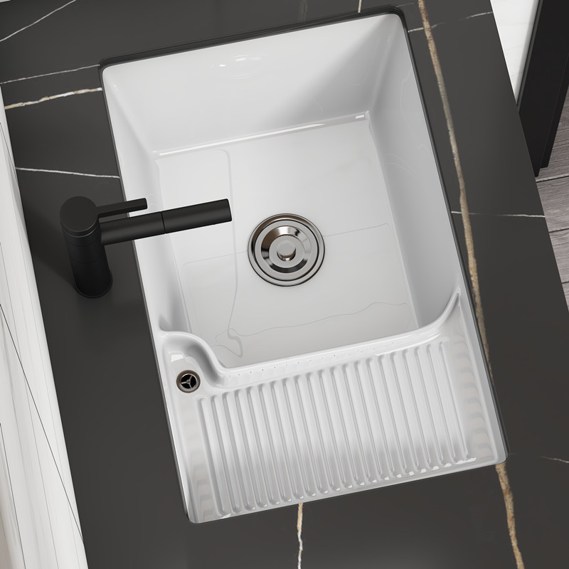 Ceramic laundry basin under the basin with washboard embedded laundry sink wash basin single basin home balcony laundry pool