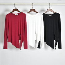 Modern dance long-sleeved top Latin classical modern dance form dress women loose irregular knotted dance practice clothes