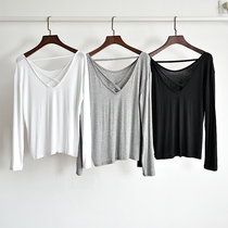 Hollowed-out large dew back dance suit modern dance uniform with Latin dance suit long sleeve jazz dance suit out of service