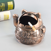 Wealth cat ashtray creative personality trend home living room with cover anti-fly ash luxury high-end simple ashtray