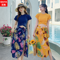 Teenage Girl Flat Corner Swimsuit Women 2020 New Summer Bubble Spa Conservative Split Bikini Fairy Van Swimsuit