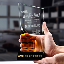 Anniversary crystal trophy custom creative excellent employee award Sales champion team custom honor high-grade medal