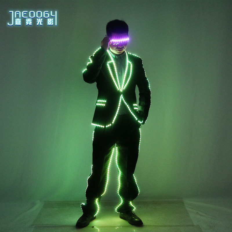 LED Luminous Clothing Bar Fluorescent Colored Glasses Annual Conference Stage Dance DJ Live Atmosphere Suit Props Tide-Taobao