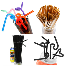 Bar Straws Children Color Straws Bent Beverage Straws Plastic DIY Circle Circles Natural Suction SUCTION DRY BLACK