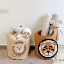 South Korea INS Children Toy Containing Basket Lion Pattern Washable Felt Dirty Coat Basket Baby Debris containing box