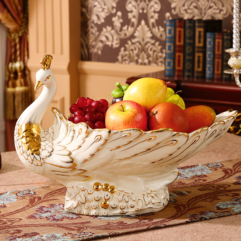 Creative key-2 luxury European - style compote ceramic handicraft sitting room porch TV ark, peacock ornament furnishing articles tea table