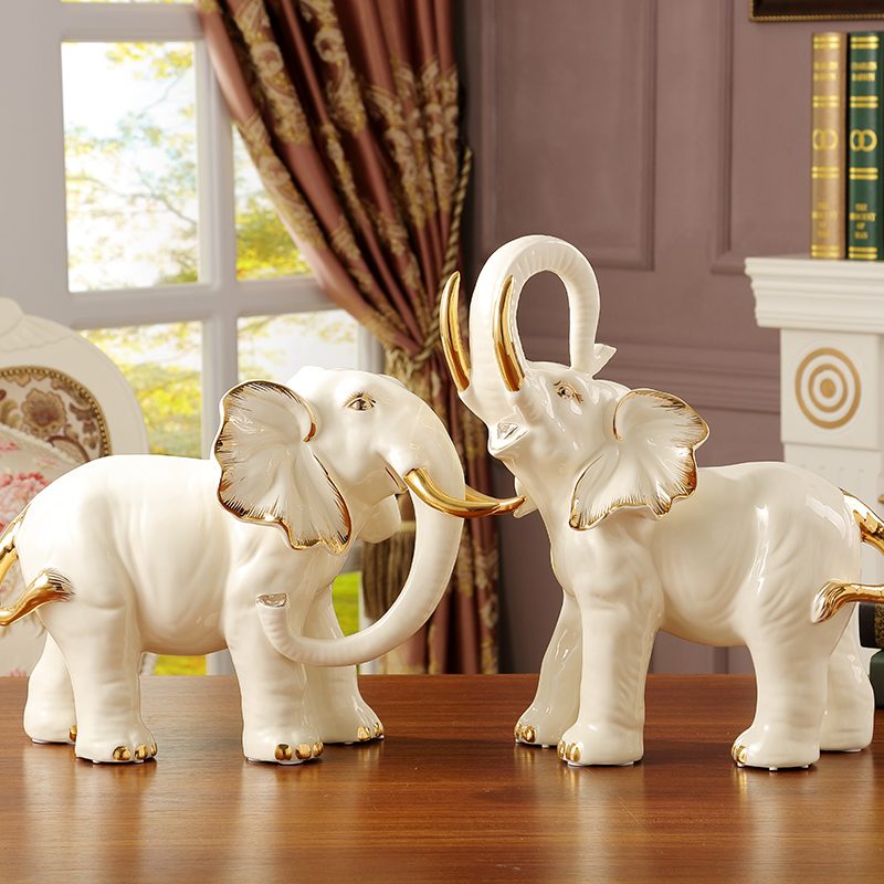 Key-2 Luxury European - style porch elephant furnishing articles large fortune sitting room TV ark, home decoration ceramic arts and crafts