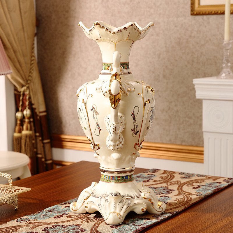 Large key-2 luxury European - style vase furnishing articles sitting room TV ark landed retro home decoration ceramic arts and crafts