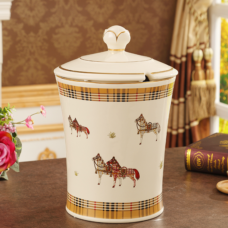 European ceramic trash as cans sitting room wastebasket dross barrel wastewater creative study bedroom decoration furnishing articles