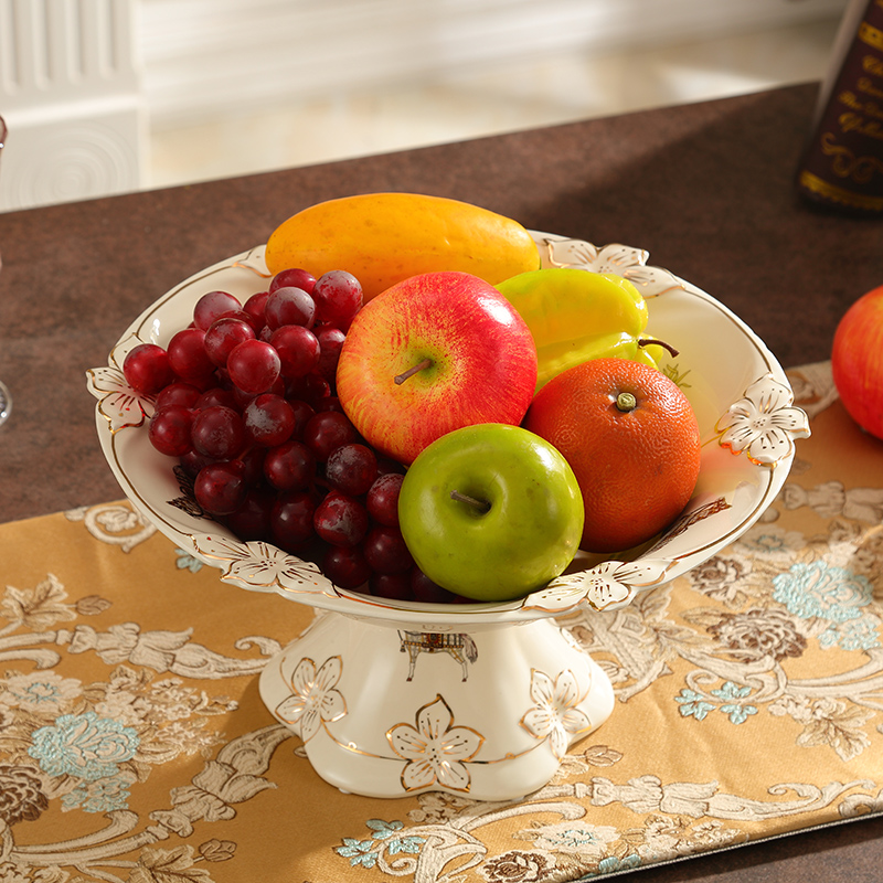 European ceramic fruit bowl housing practical large tall fruit bowl sitting room tea table decoration furnishing articles