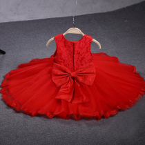 Girl Princess jumpsuit foreign baby childrens dress Red Girl 1 year old 0 birthday 2 Children 3 summer dress