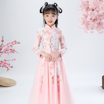 Girls Princess jumpsuit children Foreign style dress Hanfu suit 2021 new autumn dress cheongsam autumn winter dress