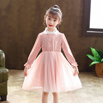 Girls princess dress Childrens clothing 8 Foreign style sweater 7 spring and autumn 6 spring and autumn 5 spring 3 years old 4 puff yarn skirt