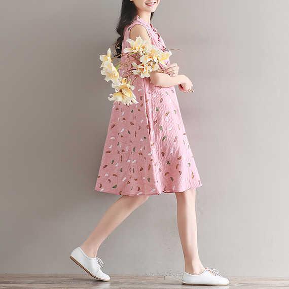 2017夏季女装复古文艺棉麻连衣裙女夏宽松中