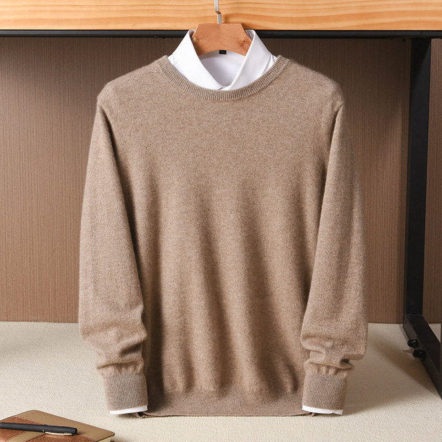 Ordos 100 ເສື້ອຢືດ cashmere ບໍລິສຸດຂອງຜູ້ຊາຍຄໍຮອບຫນາ sweater ໄວຫນຸ່ມວ່າງລຸ່ມ sweater ອົບອຸ່ນ