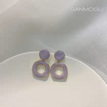 GANMOGU Korean Dongdaemun Vintage Earrings Personalized Purple Circle Stud Earrings Design Classic Simple Earrings