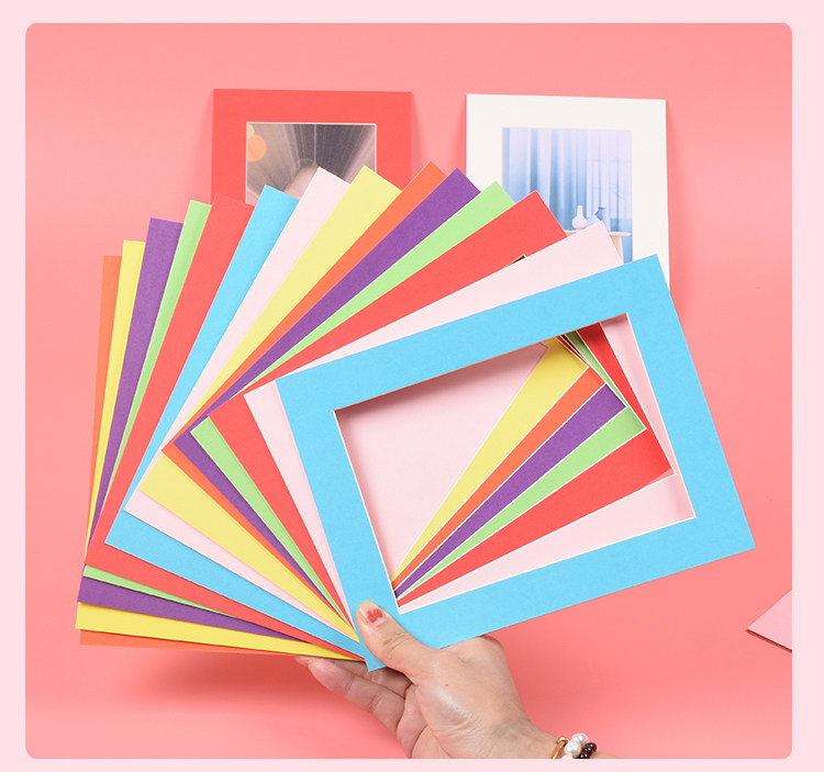 卡纸相框 纸相框6寸7寸8寸可挂墙简易创意彩色纸质照片墙相框墙