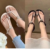 Giant Fold 22 New SW genuine leather Bassfofffire crystal inlaid with flat bottom shoes sandals Canada